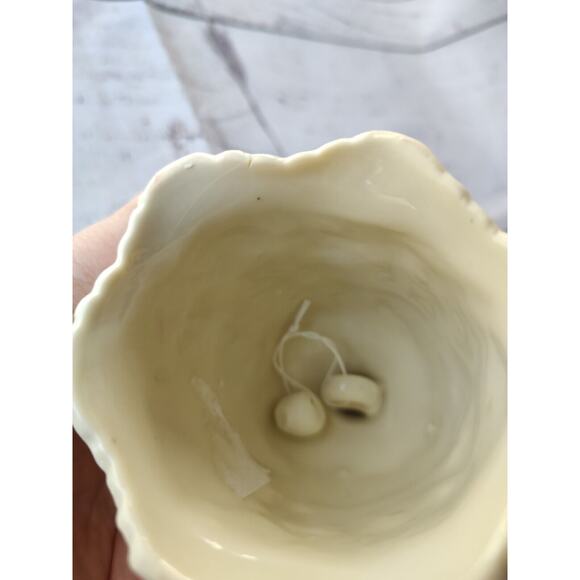 Porcelain Ivory Hand Bell With Raised Roses and Leaves Design and Gold Trim - Picture 5 of 6